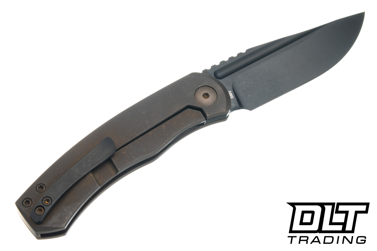 極希少AOR◆CLAUDE WEISBERG/NEWEST THINGS BergBlades Mini Alpha - Bronze Ano Titanium - Black DLC S90V Blade