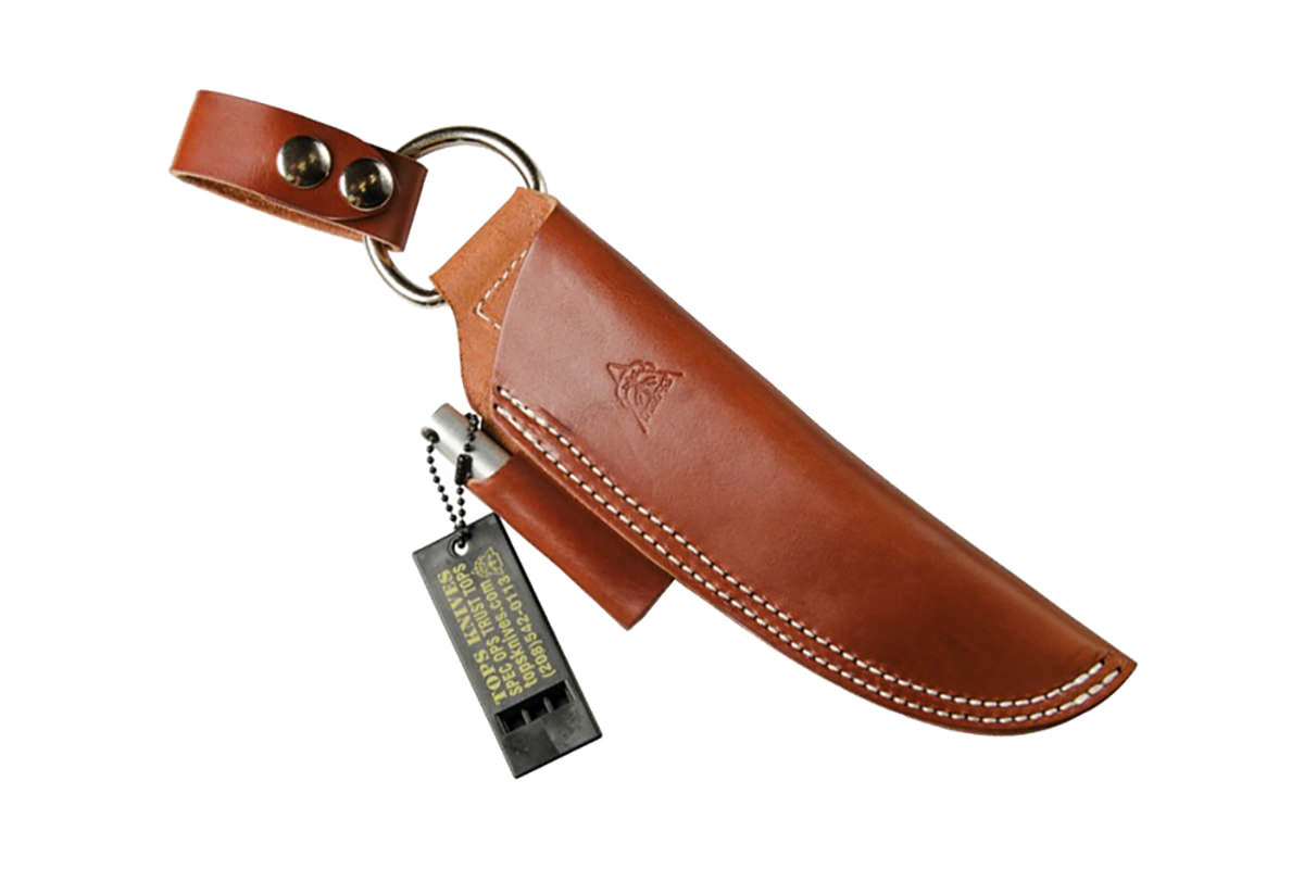 Tops Brown Leather Dangler Sheath With Firesteel Survival Whistle Dlt Trading