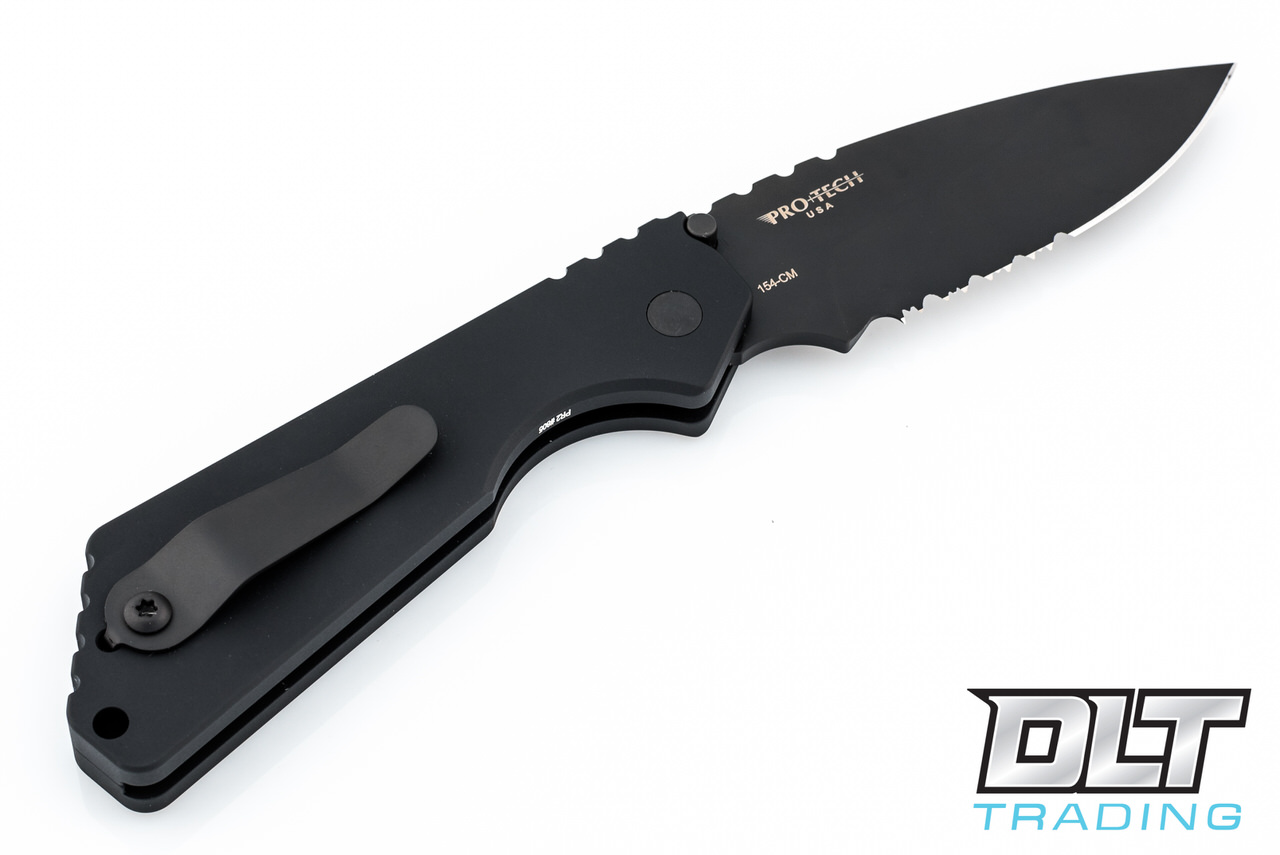 Pro-Tech Strider SnG - Black handle - Partially Serrated Black