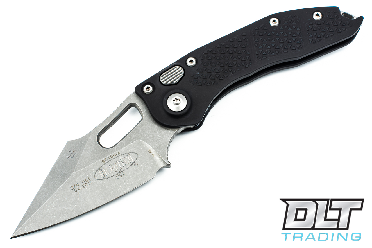 Microtech 169-10AP Stitch S/E - Black Handle - Apocalyptic Blade