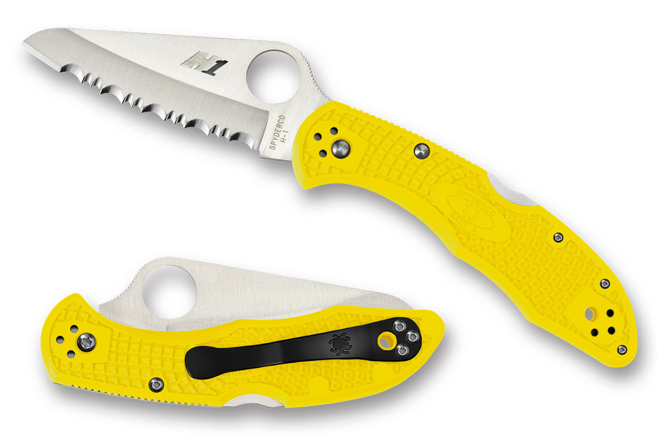 Spyderco C88SYL2 Salt 2 - Yellow - Fully Serrated