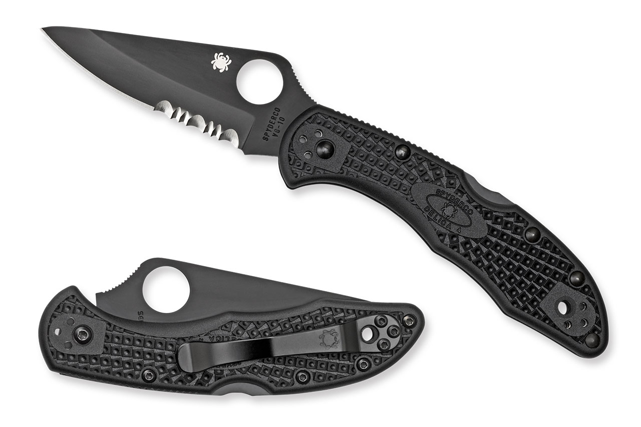 Spyderco Delica 4 - Lightweight, All Black, Serrated