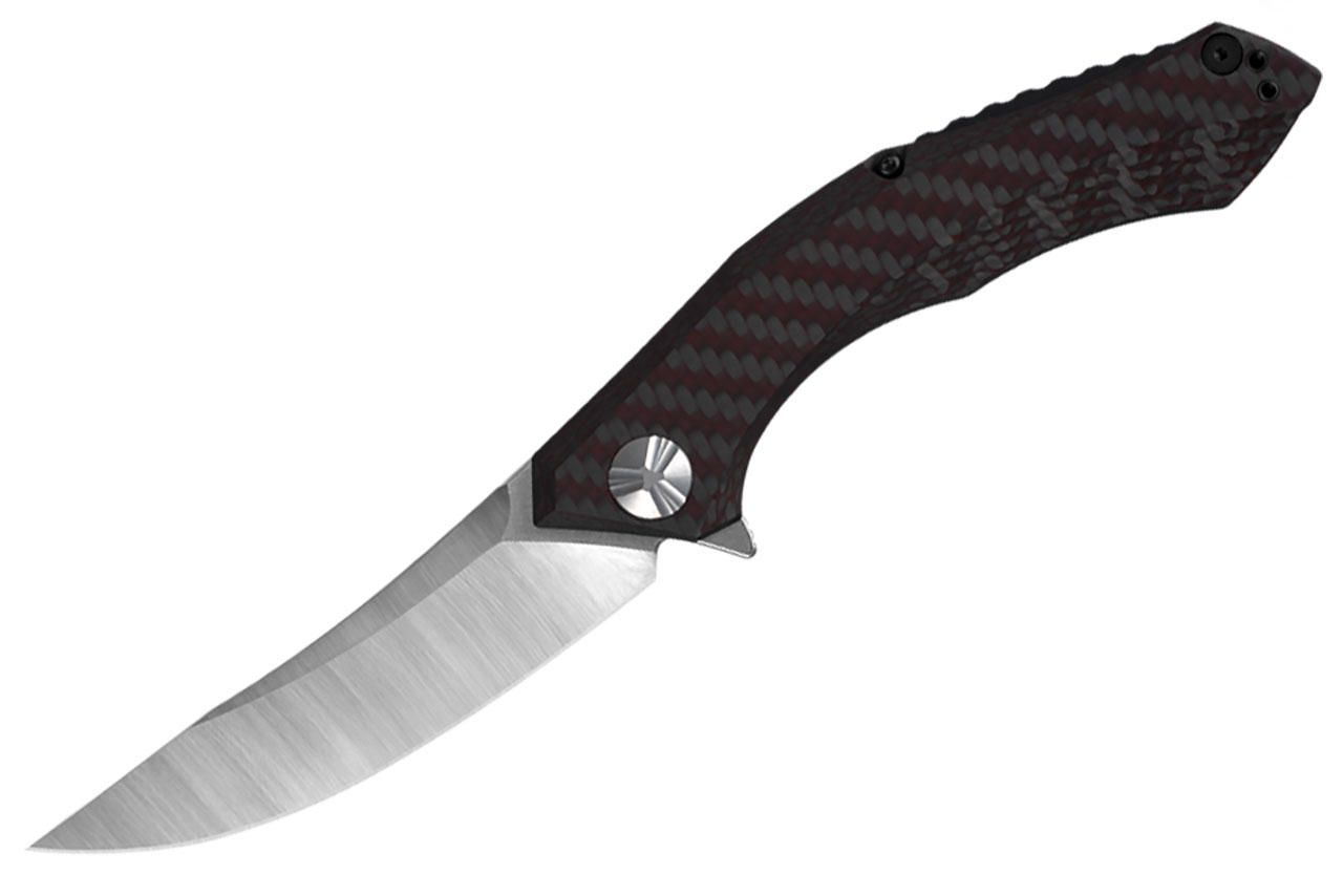 ZT 0462 Sinkevich Flipper Knife - Red Carbon Fiber Handle