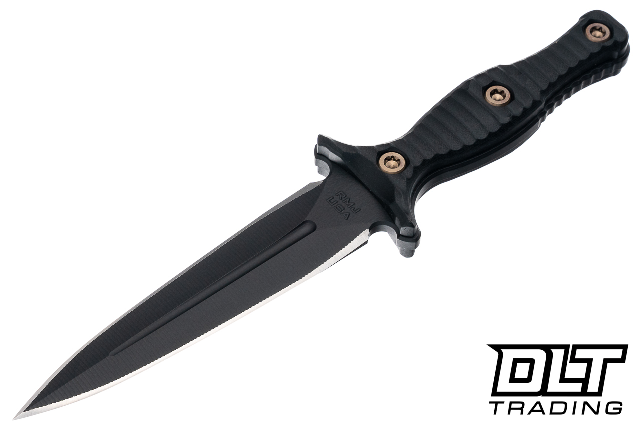 RMJ Tactical Raider Dagger - Black G-10 - Graphite Black Cerakote