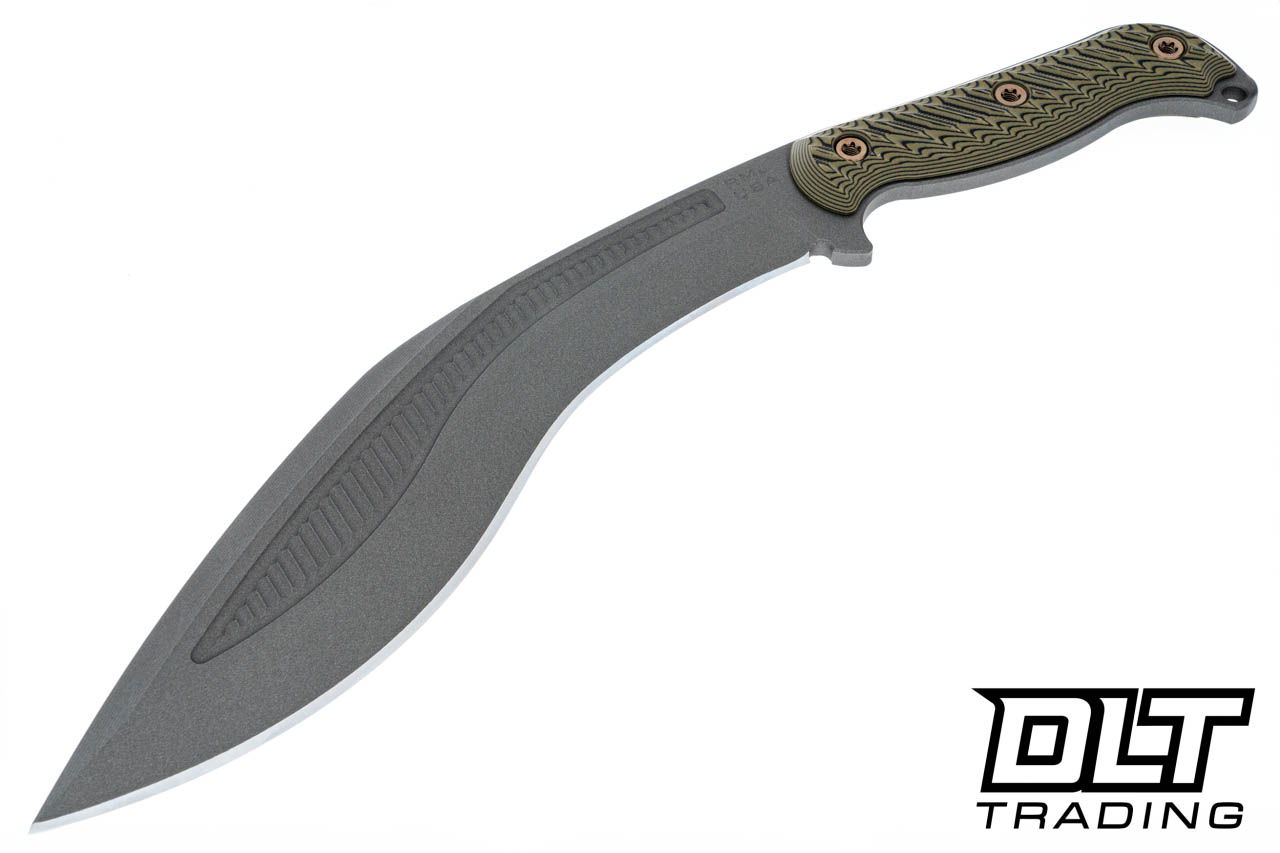 RYESVILLE グレートスモーキー BAA Costume Mfg RMJ Tactical Kukri - Tungsten Cerakote - Dirty Olive G-10 - Kydex