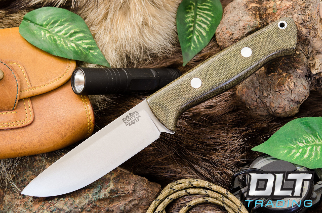 Bark River Knives | Bravo 1 3V LT Hunter - Green Canvas Micarta