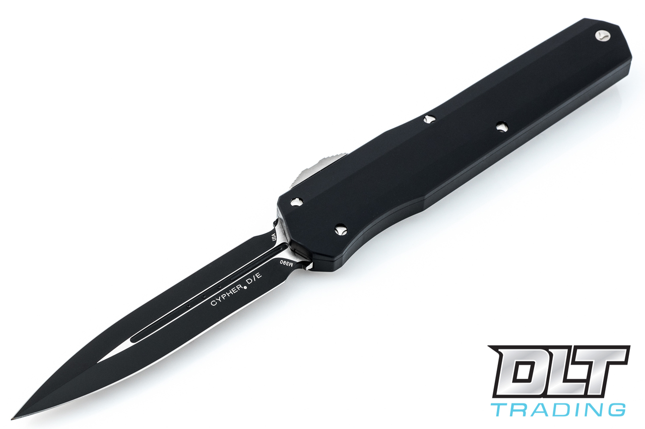 Microtech 242S-1 Cypher D/E - Black Handle - Smooth - Black Blade