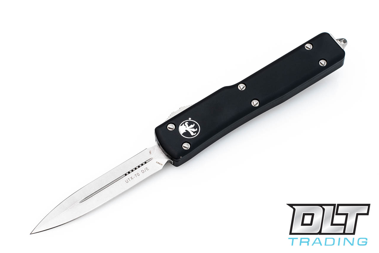 Microtech UTX-70 D/E - Black Handle - Stonewash Blade