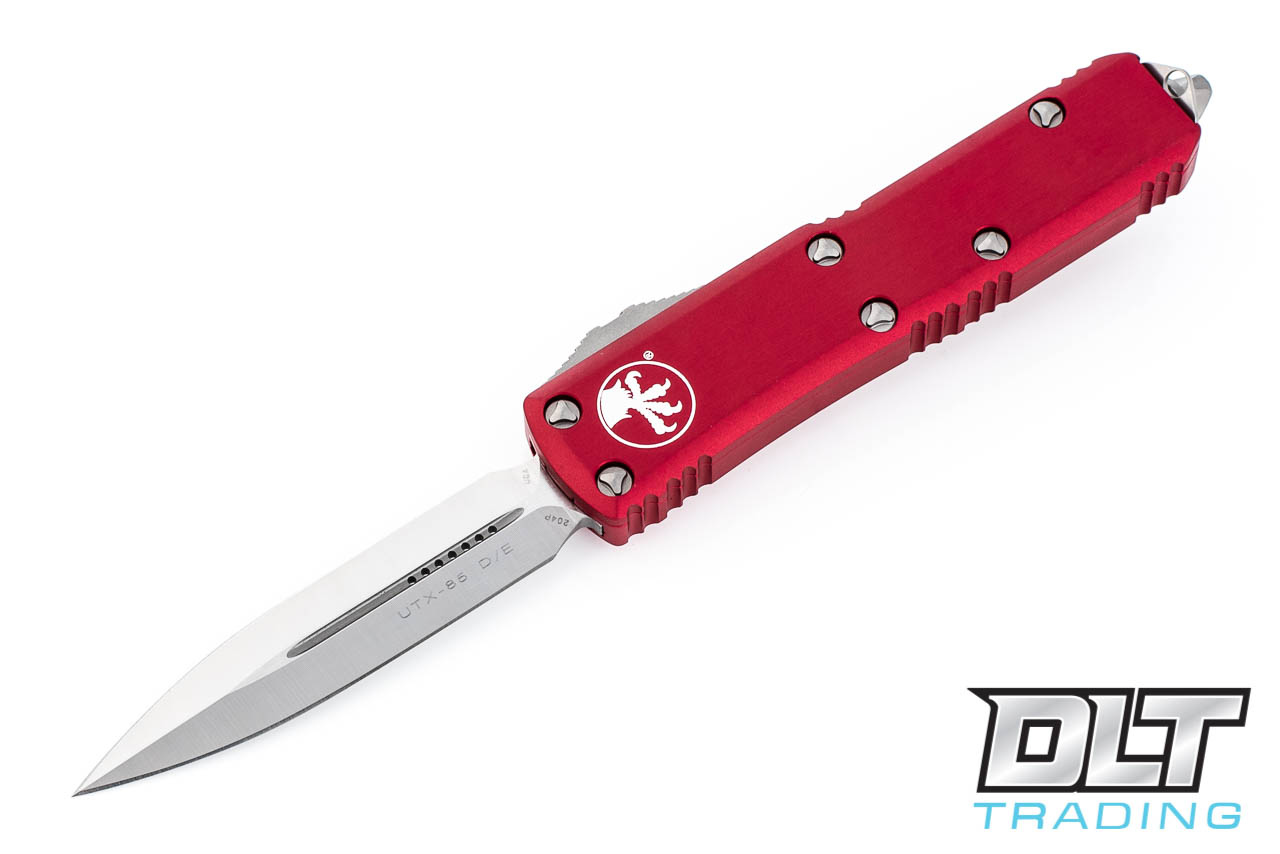 Microtech UTX-85 D/E - Red Handle - Satin Blade
