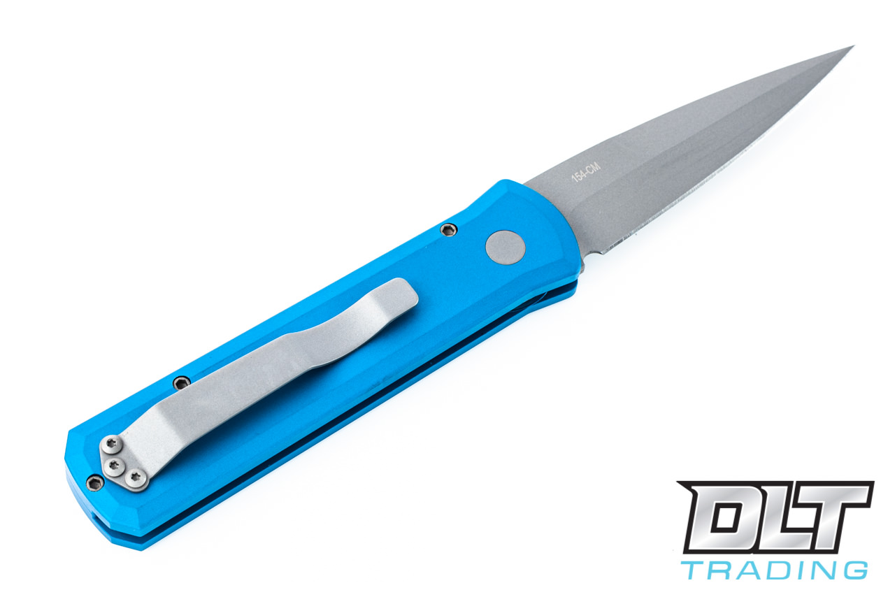 Pro-Tech Godson Blue | Bead Blasted 154CM | Button Lock Knife