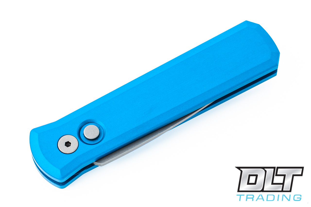 Pro-Tech Godson Blue | Bead Blasted 154CM | Button Lock Knife