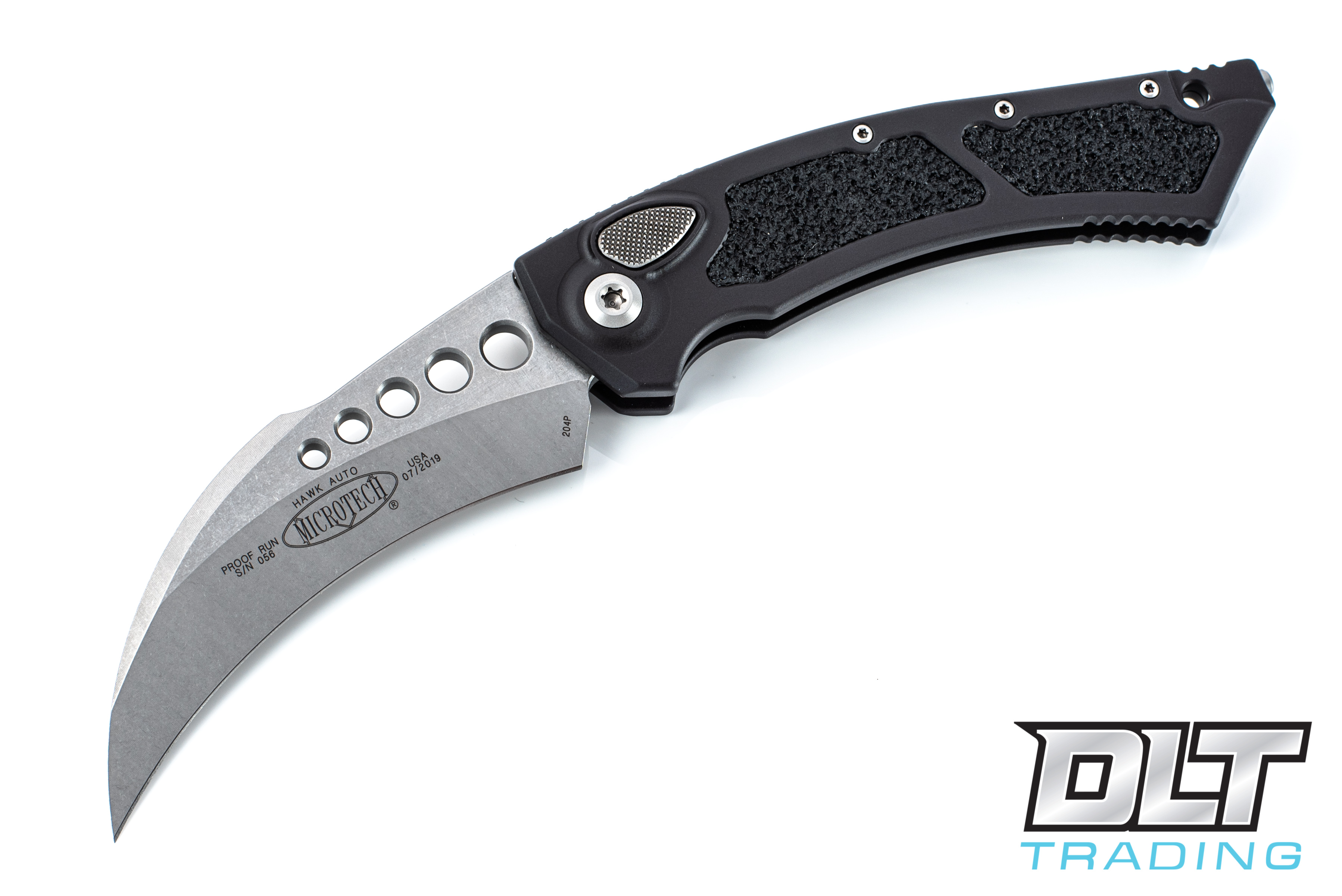 Microtech 166-10PR Hawk - Black Handle - Stonewashed Blade - DLT