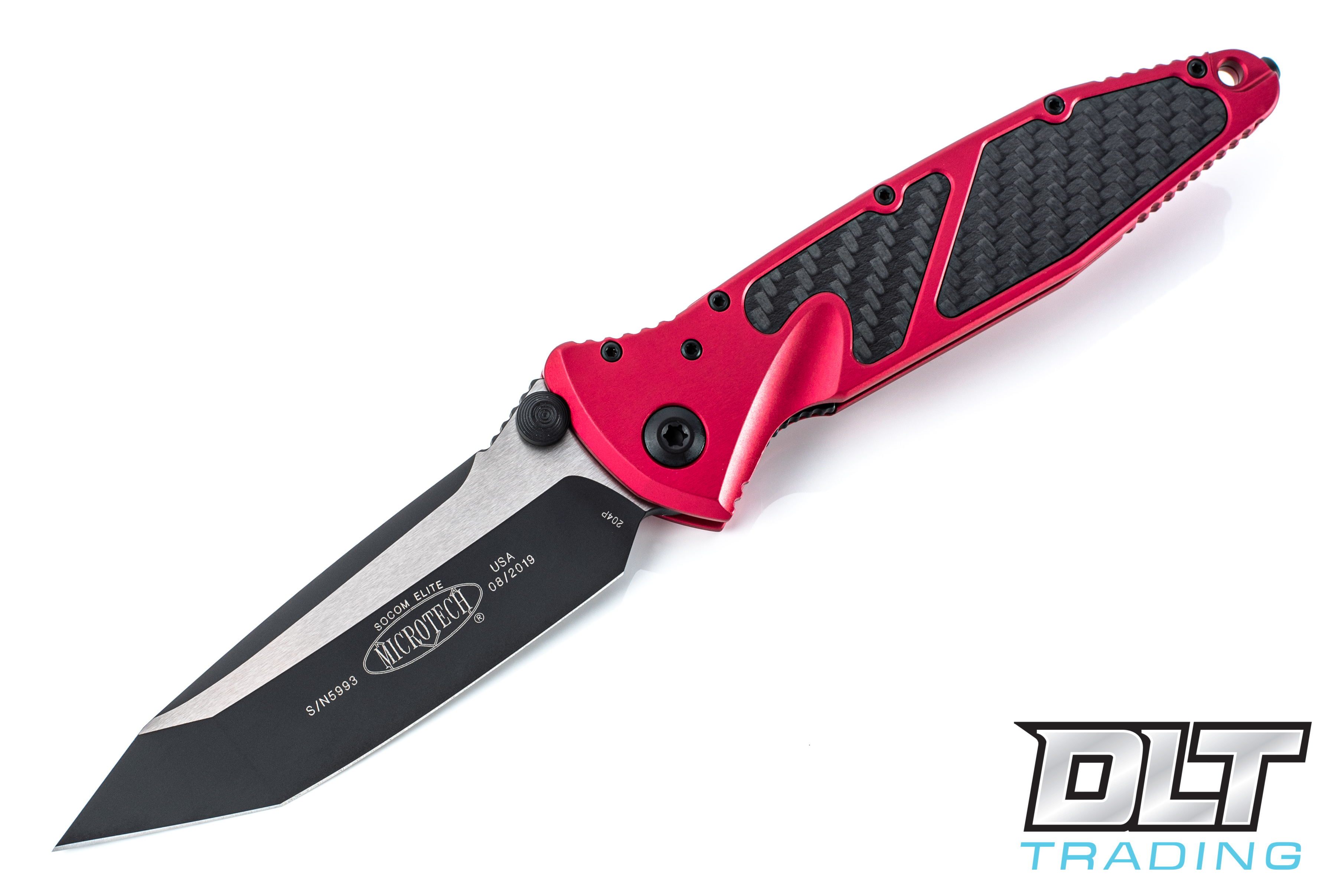 Microtech 161-1RDCFI SOCOM Elite T/E-M - Red & Carbon Fiber Handle