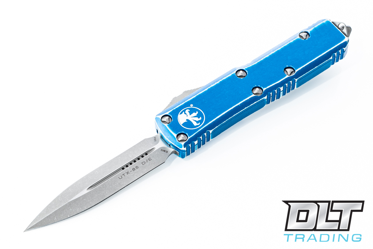 Microtech UTX-85 D/E - Distressed Blue Handle - Apocalyptic Blade