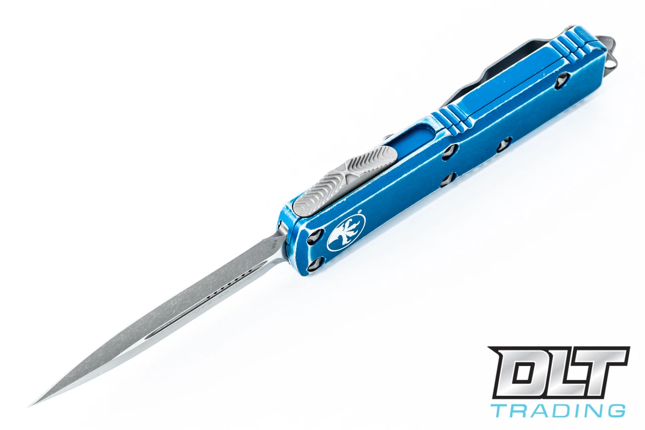 天竜 cuttle stick 86limited Microtech UTX-85 D/E - Distressed Blue Handle - Apocalyptic Blade