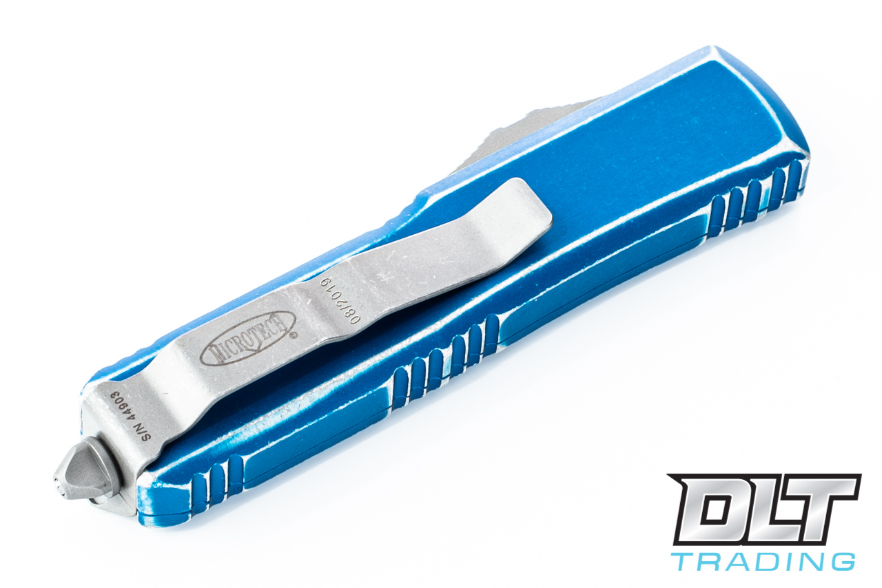 Microtech UTX-85 D/E - Distressed Blue Handle - Apocalyptic Blade