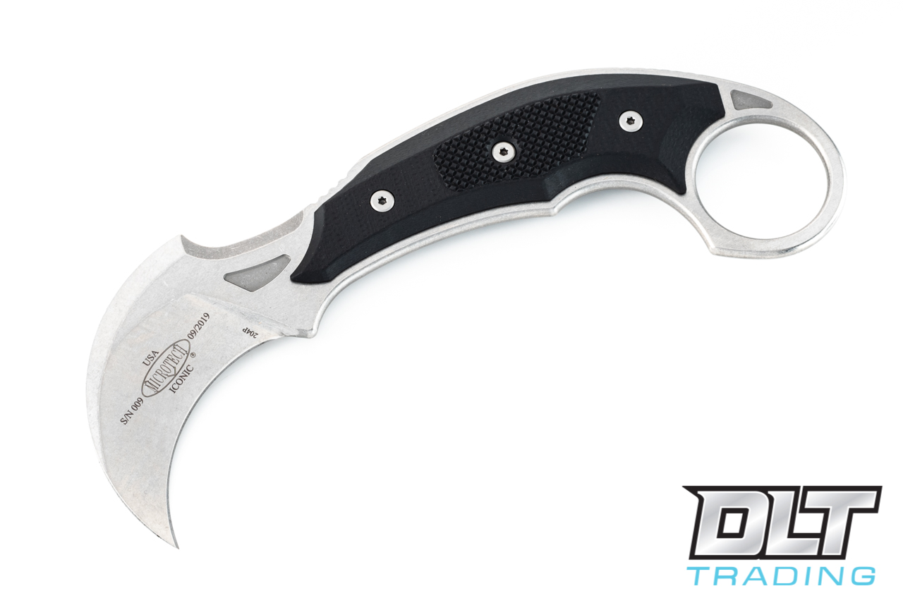 CherryBullet メイ サノクトレカ Microtech 118-10R Iconic Fixed Blade - Stonewashed Blade - DLT Trading