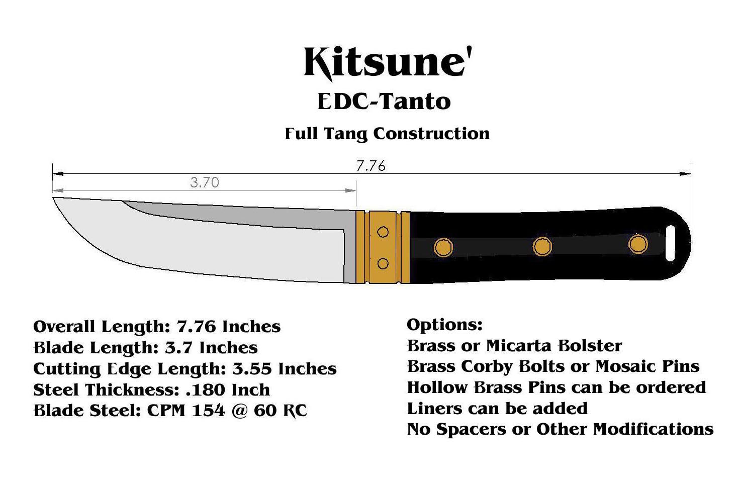 kobber Bekostning fløjl Bark River Kitsune Tanto Pre-Order - DLT Trading