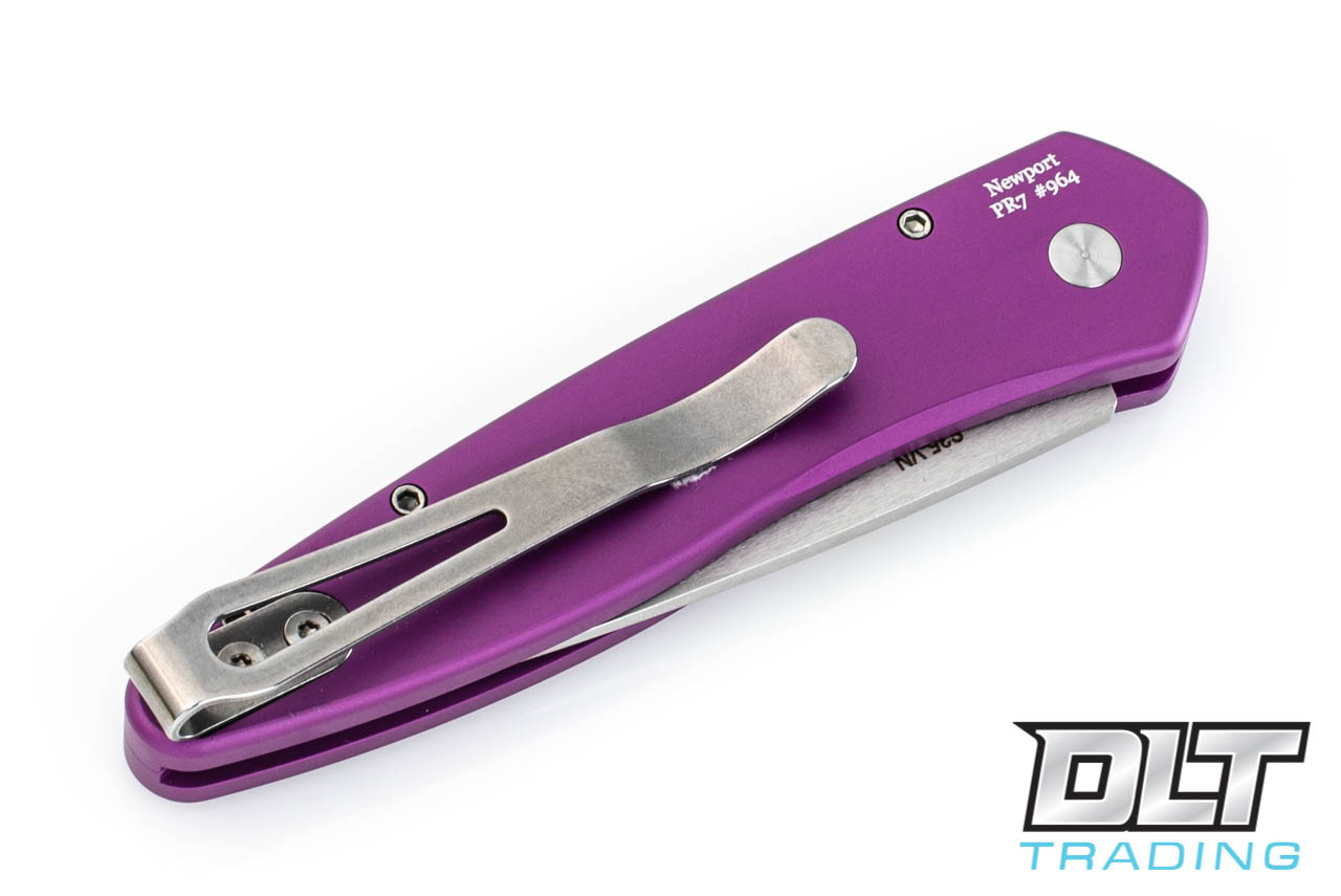 Pro-Tech Newport - Purple Handle - Stonewashed Blade - DLT Trading