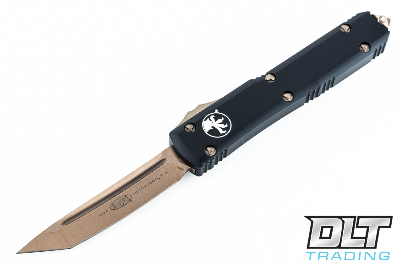 レアデック　バタフライ　ノーマル&マークド Microtech Ultratech T/E - Black Handle - Bronze Blade