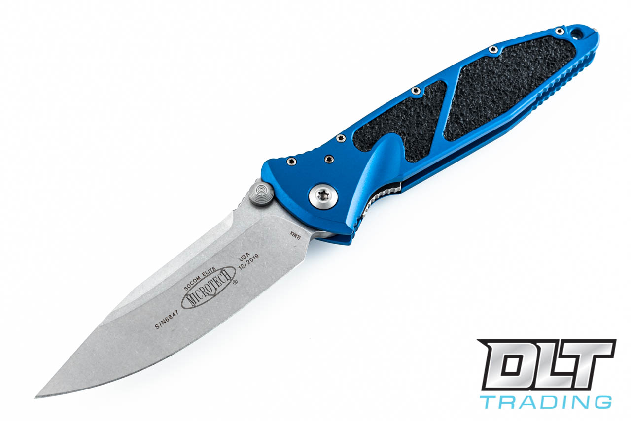 Microtech 160-10BL Socom Elite - Blue Handle - Stonewash Blade