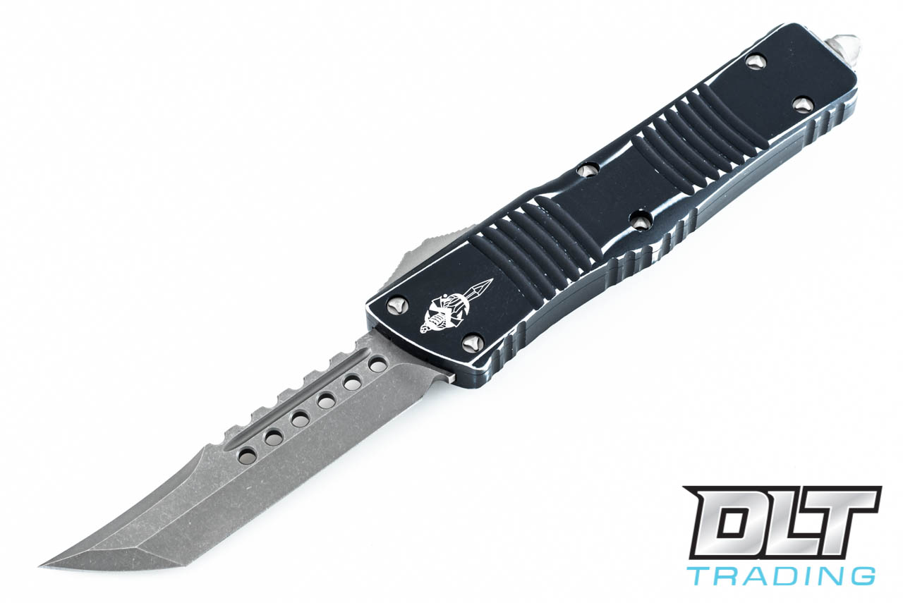 Microtech Combat Troodon Hellhound - Distressed Black Handle
