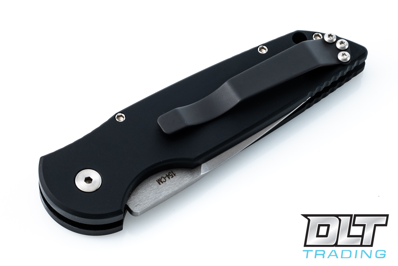 Pro-Tech TR3 Left-Handed - Black Handle - Stonewashed Blade
