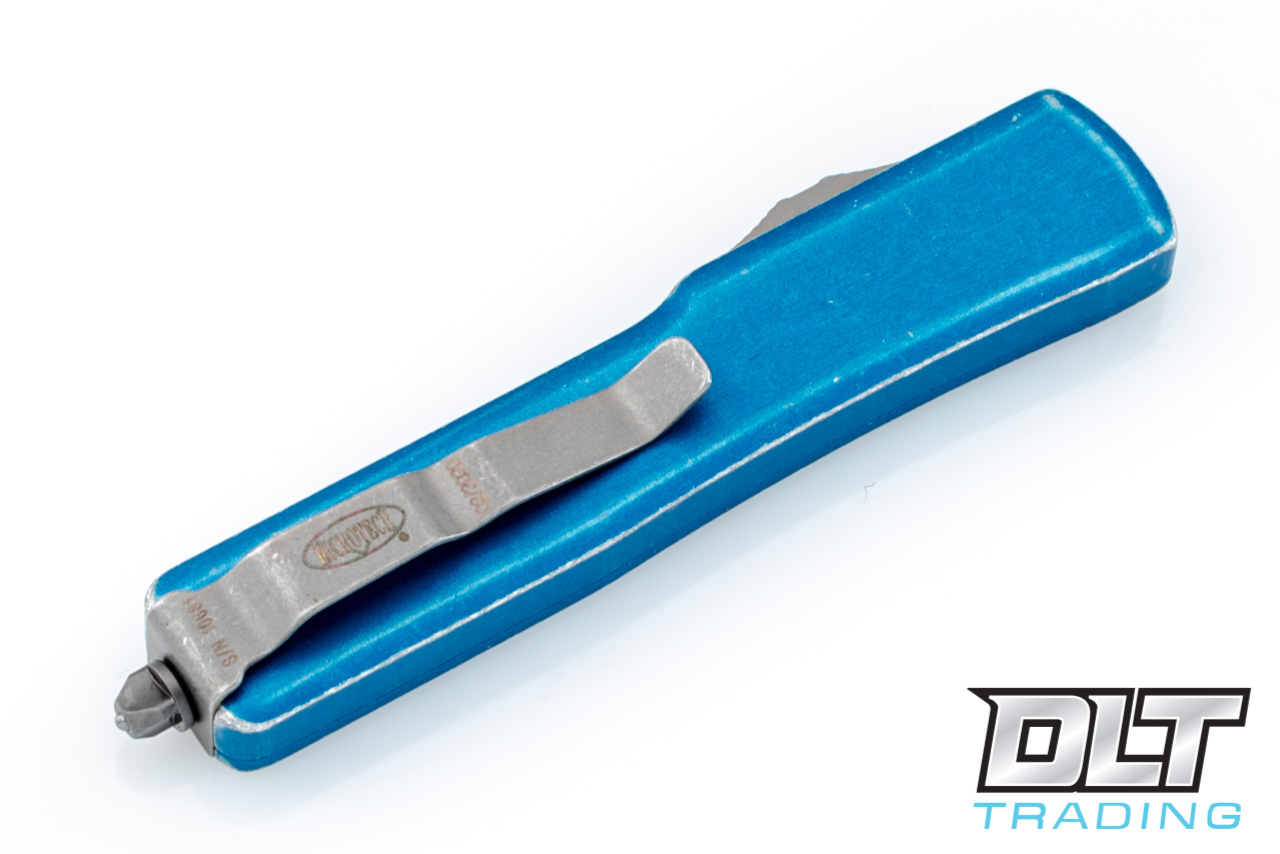 Microtech UTX-70 D/E - Distressed Blue Handle - Apocalyptic Blade