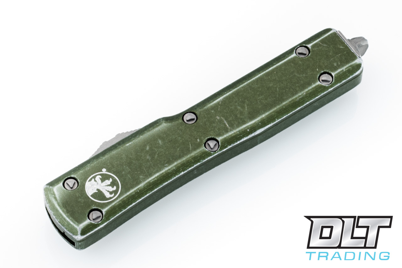 Microtech UTX-70 D/E - Distressed OD Green Handle - Apocalyptic Blade