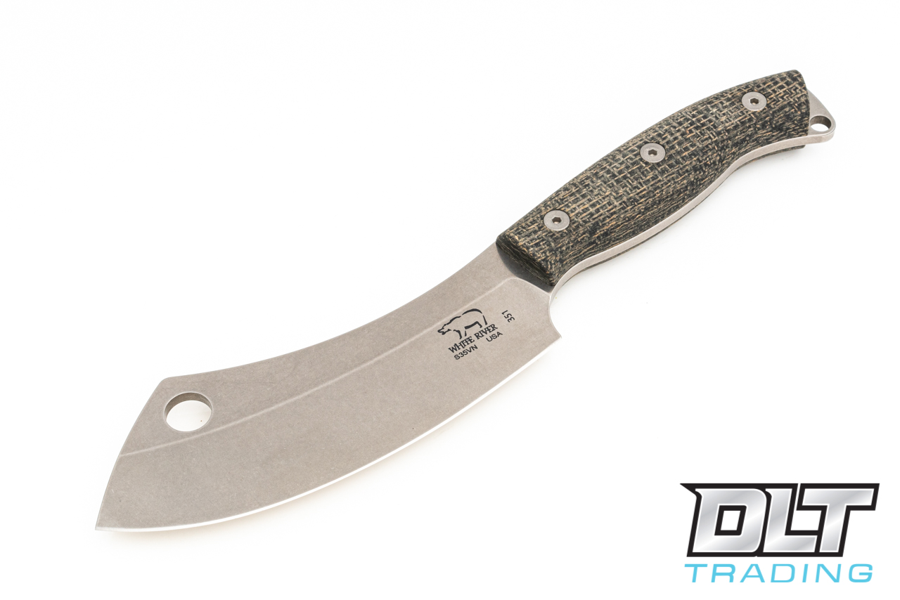 White River Camp Cleaver - Black Burlap Micarta - DLT Trading