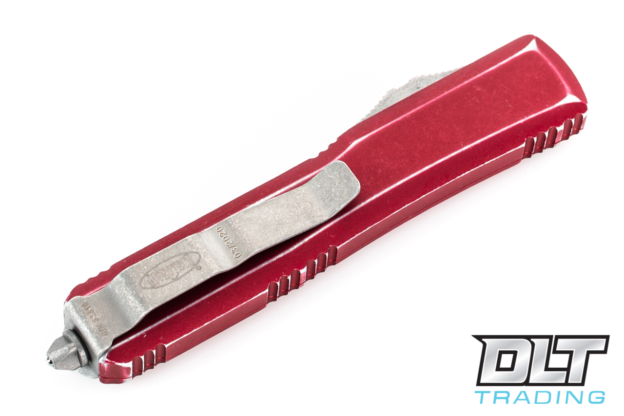 Microtech Ultratech D/E - Distressed Red Handle - Apocalyptic Blade