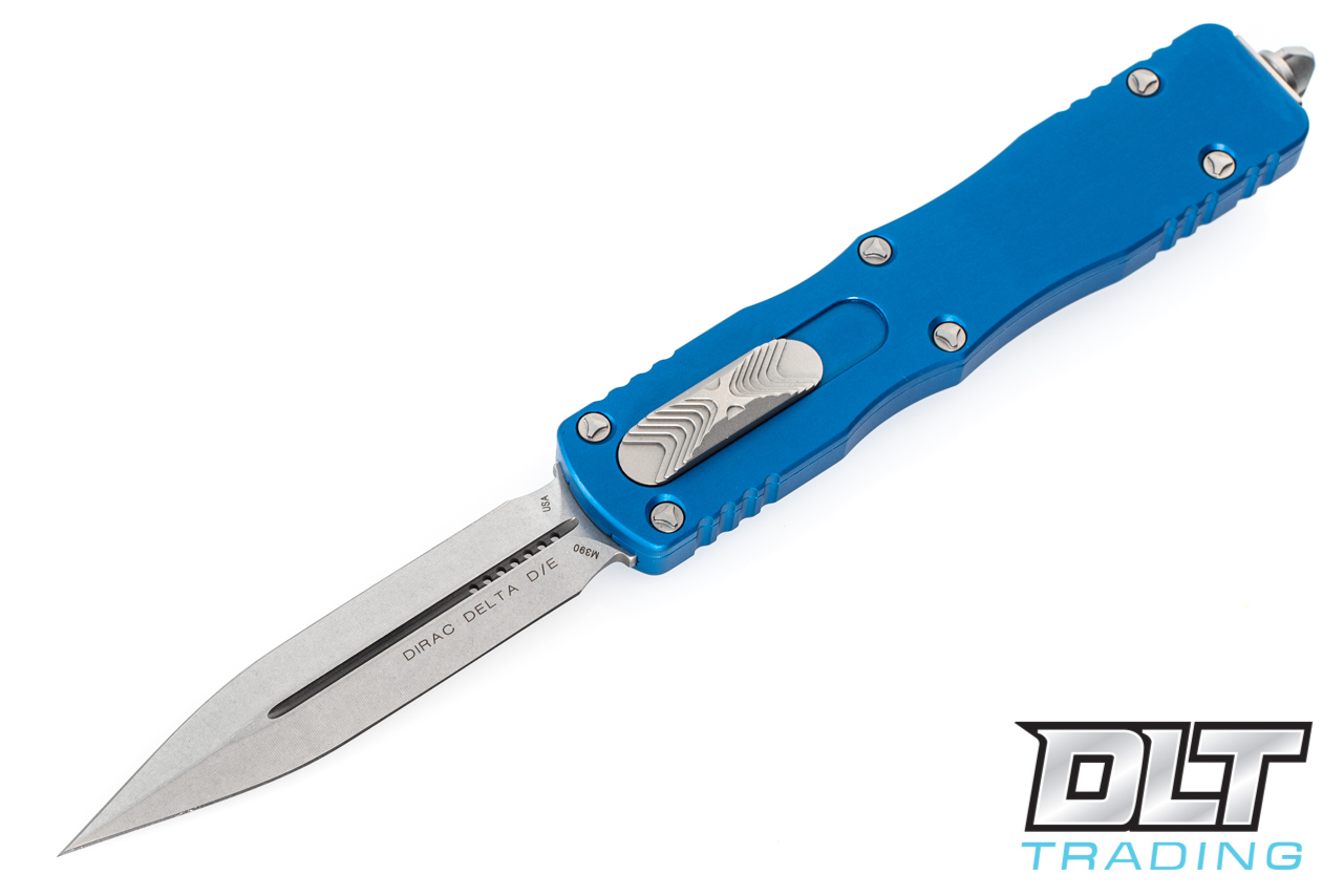 Microtech 227-10BL Dirac Delta D/E - Blue Handle - Stonewashed