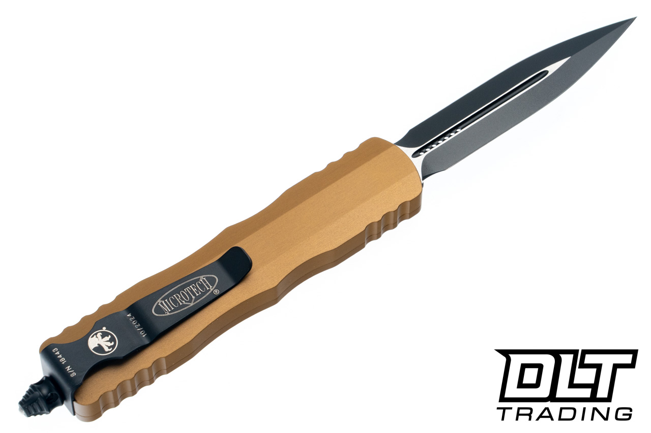 Microtech 225-1TA Dirac D/E - Tan Handle - Black Blade - DLT Trading