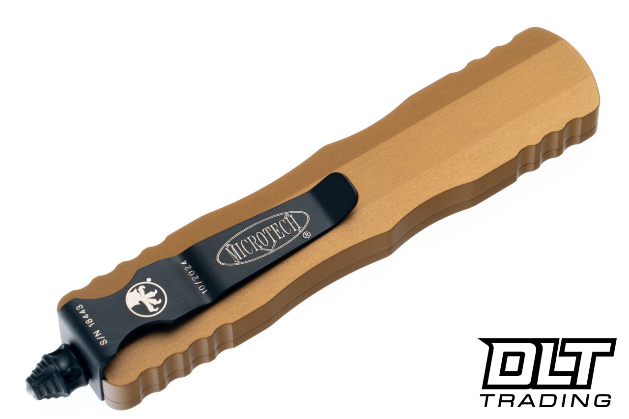 Microtech 225-1TA Dirac D/E - Tan Handle - Black Blade - DLT Trading