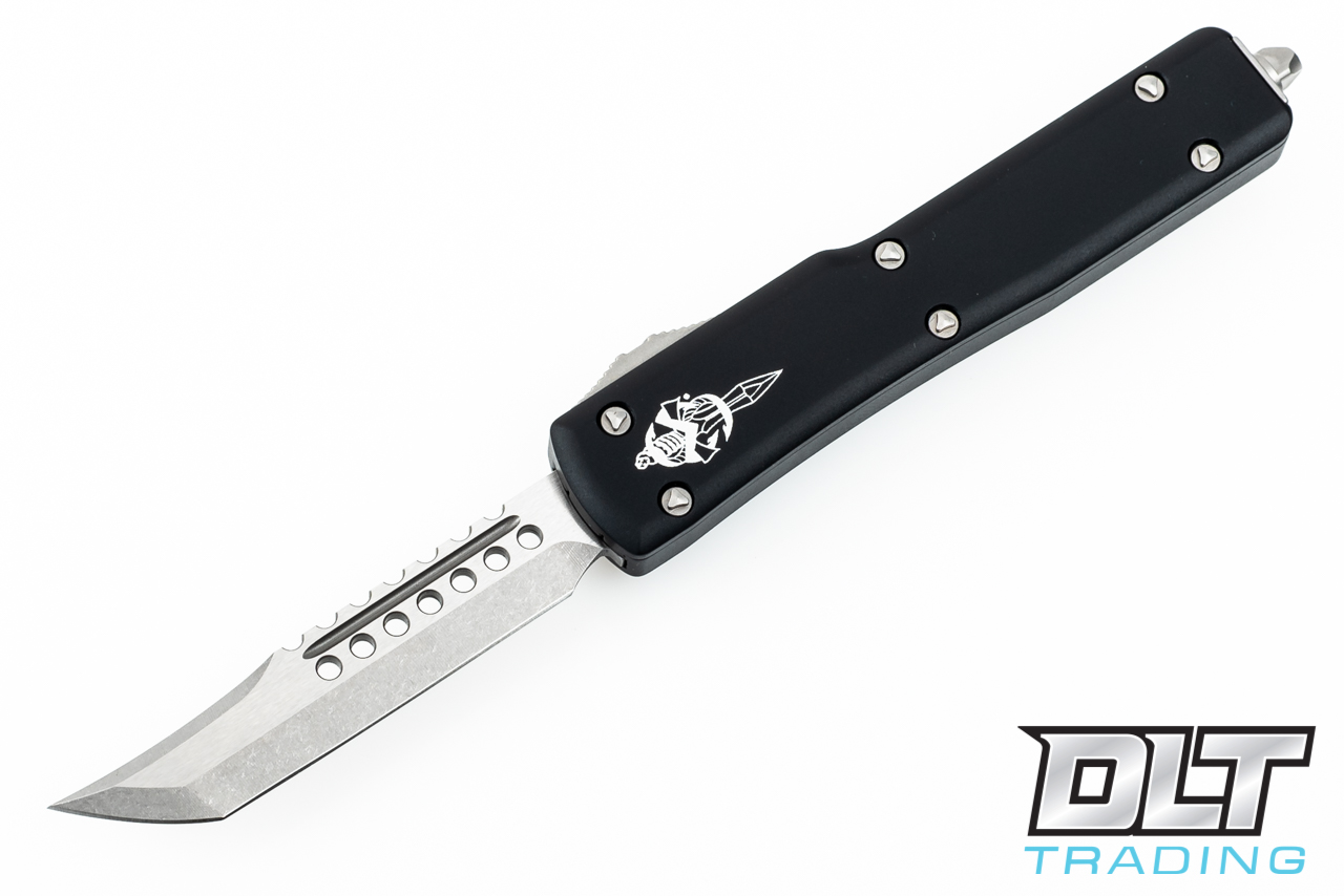 Microtech UTX-70 Hellhound - Black Handle - Stonewashed Blade