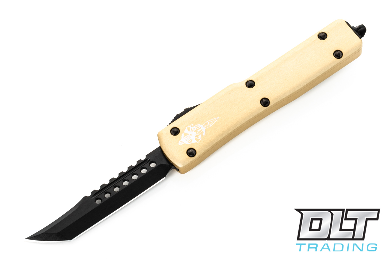 Microtech UTX-70 Hellhound - Gold Handle - DLC Blade - Signature