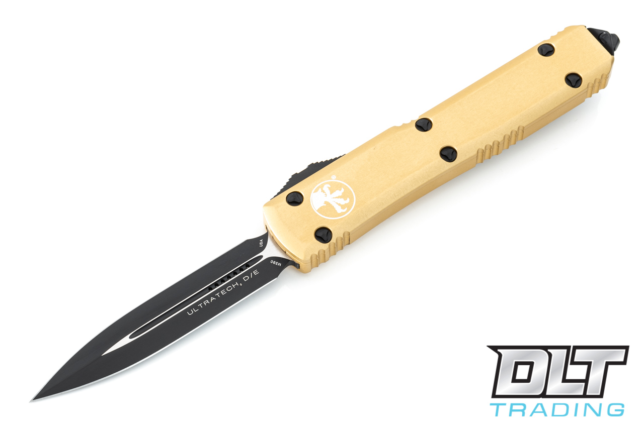 Microtech Ultratech D/E - Gold Handle - Black Blade