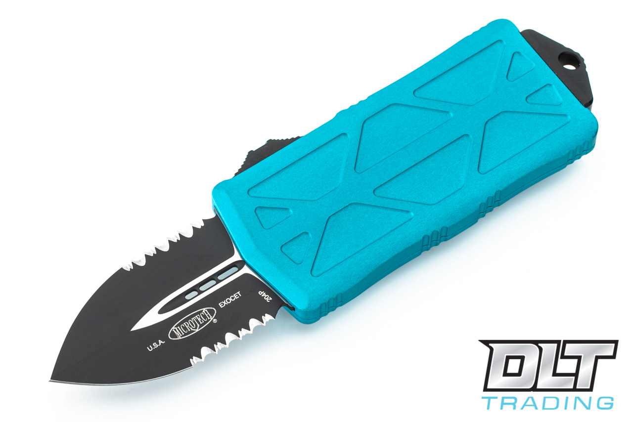 Microtech 157-2TQ Exocet - Turquoise Handle - Black Blade - DLT