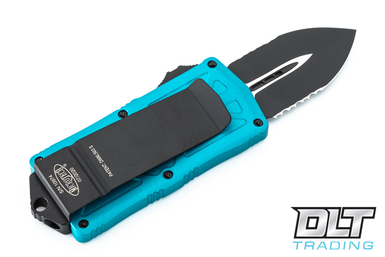 Microtech 157-2TQ Exocet - Turquoise Handle - Black Blade - DLT
