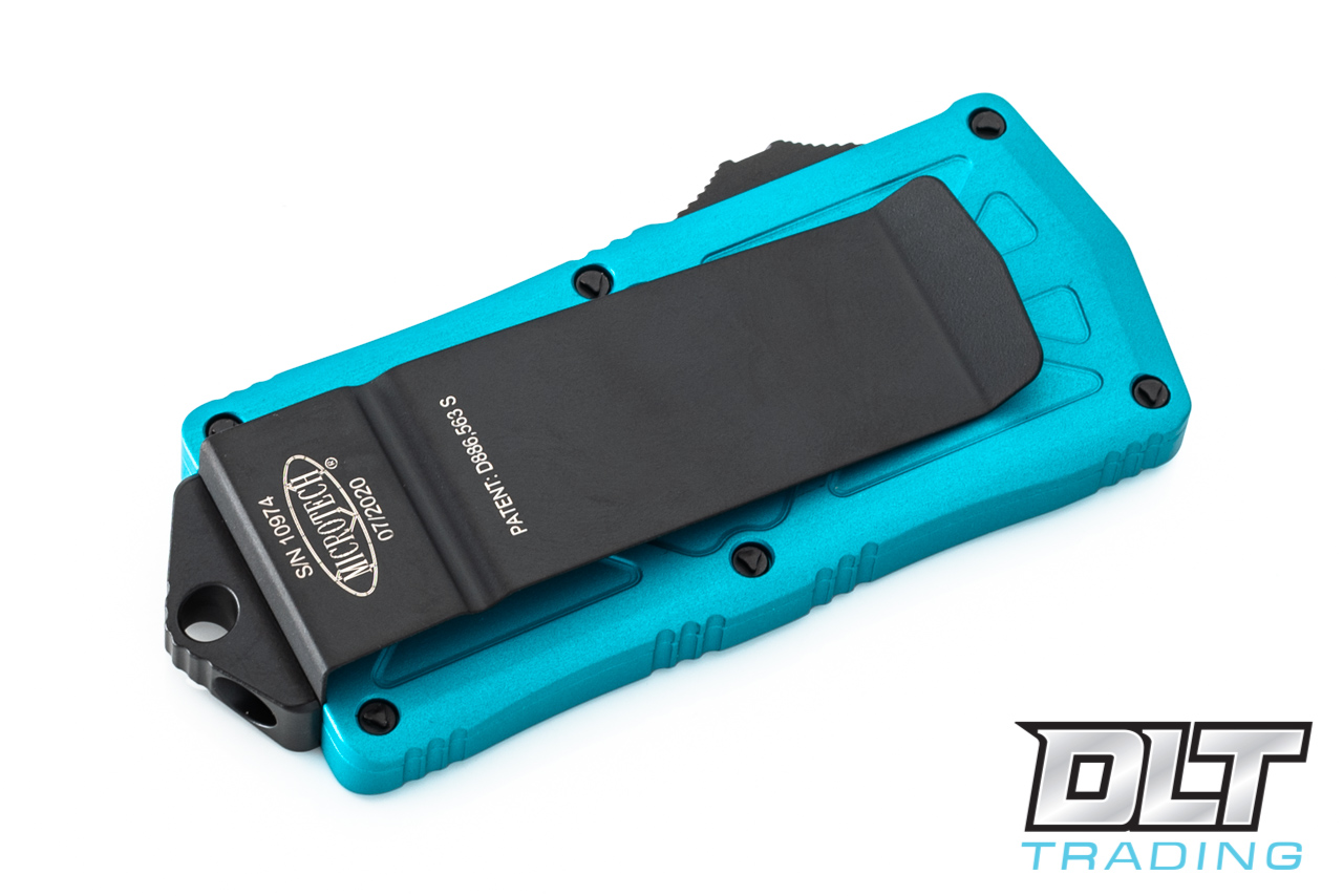 インパクトユー Microtech 157-2TQ Exocet - Turquoise Handle - Black Blade - DLT