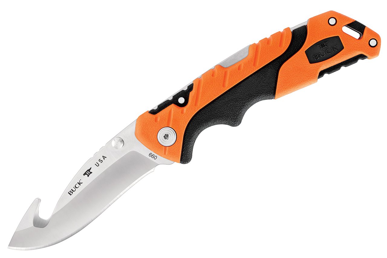 Buck 660 Large Folding Pursuit Pro Guthook - Orange Handle - DLT