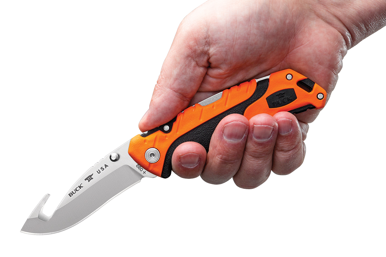 Buck 660 Large Folding Pursuit Pro Guthook - Orange Handle - DLT