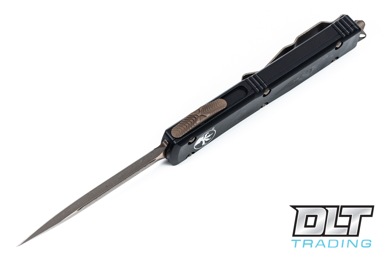 Microtech Ultratech D/E - Black Handle - Bronze Apocalyptic Blade