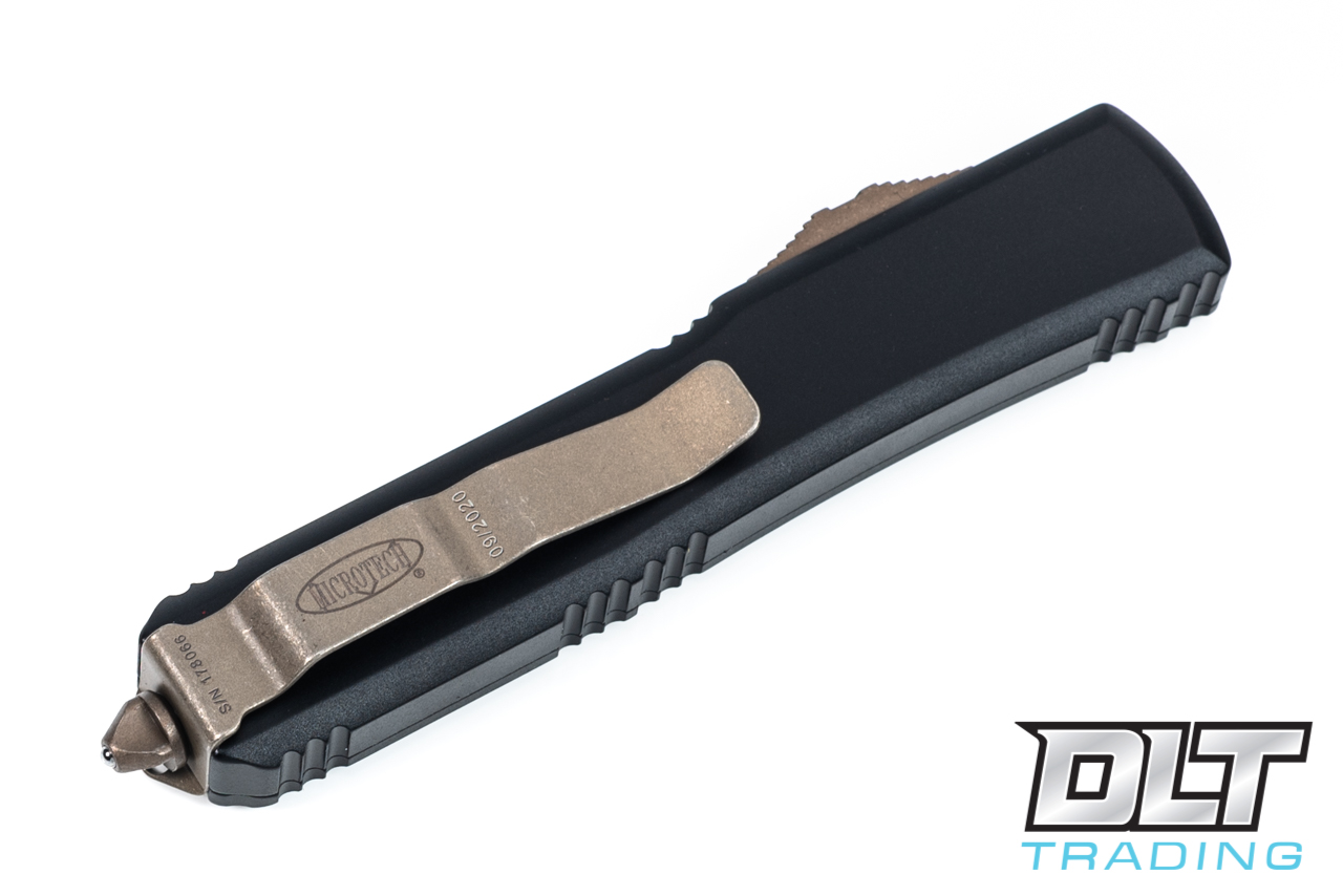 Microtech Ultratech D/E - Black Handle - Bronze Apocalyptic Blade