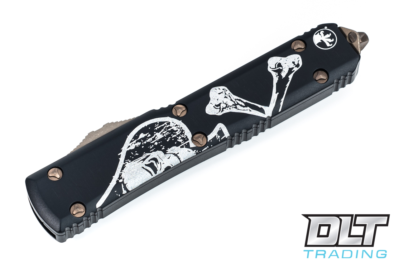 Microtech Ultratech D/E - Black Handle - Bronze Blade - Death Card