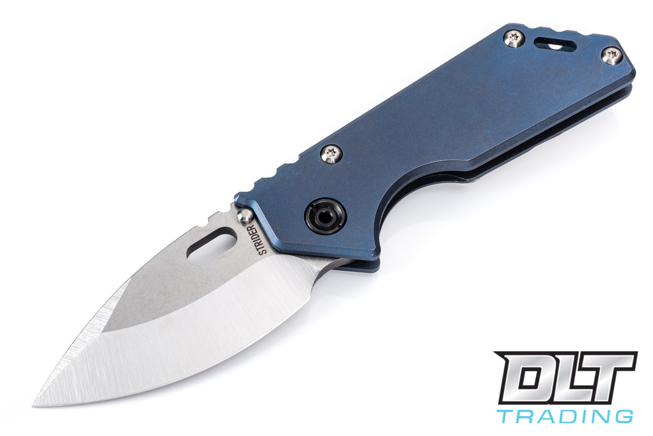 Strider .75 AR Drop Point Tumbled S90V - Blue Anodized - DLT Trading