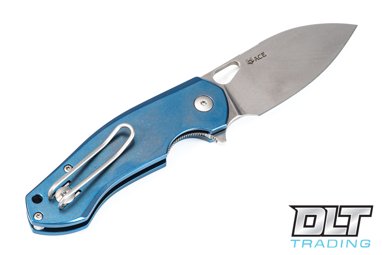 GiantMouse ACE Biblio - Stonewashed Blade - Blue Titanium Handle