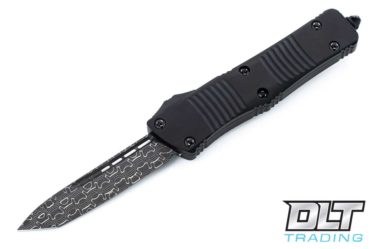Microtech Troodon T/E - Black Handle - Damascus Blade - Signature