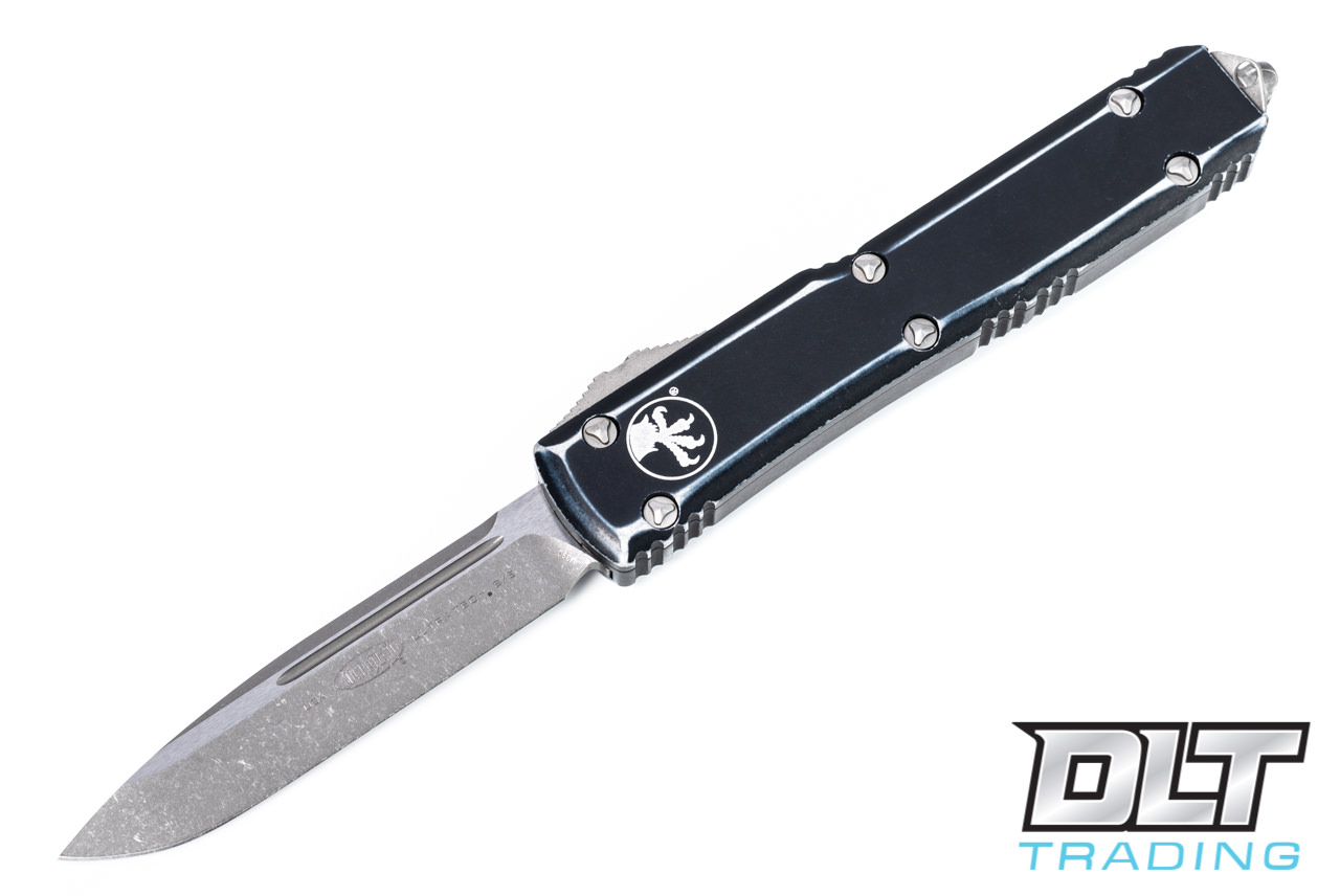 Microtech Ultratech S/E - Distressed Black Handle - Apocalyptic Blade