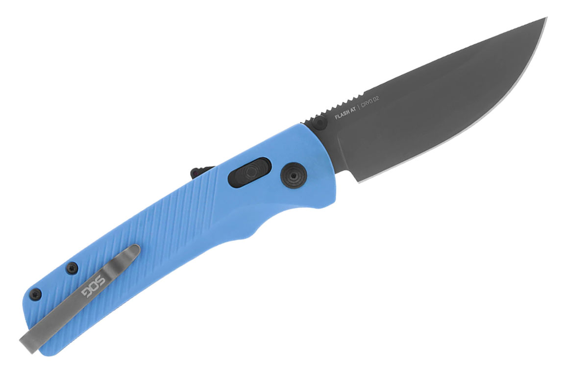 SOG Flash AT Civic Cyan フォールディングナイフ Amazon.com : SOG Flash AT - Civic Cyan - Partially Serrated